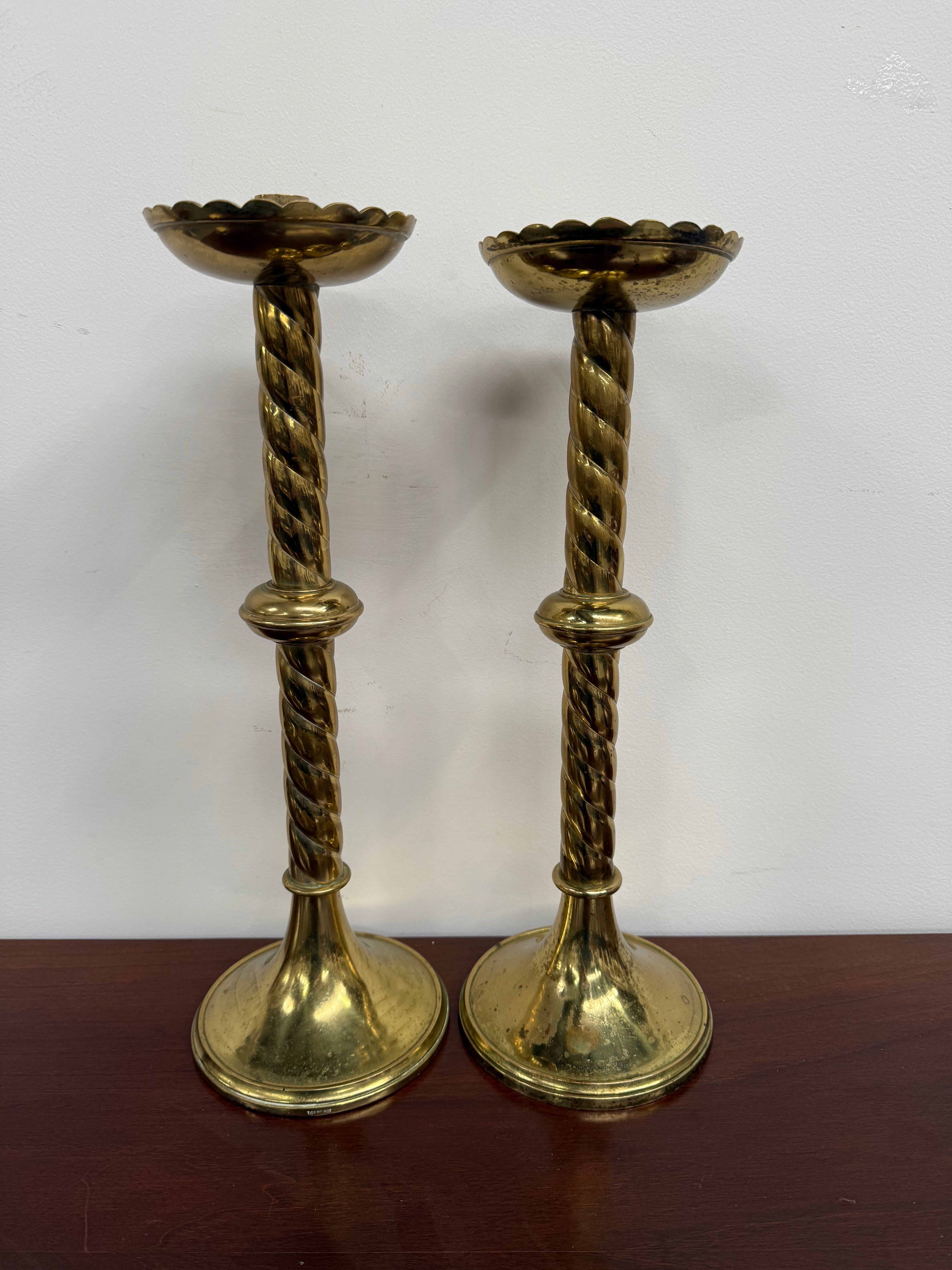 Pair of French Antique 19th Century Gilt Brass Candlestick