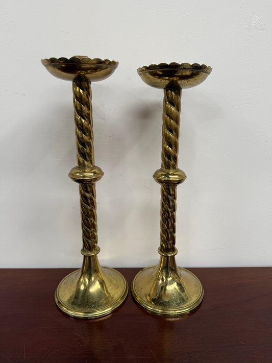 Pair of French Antique 19th Century Gilt Brass Candlestick