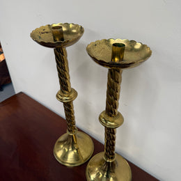 Pair of French Antique 19th Century Gilt Brass Candlestick