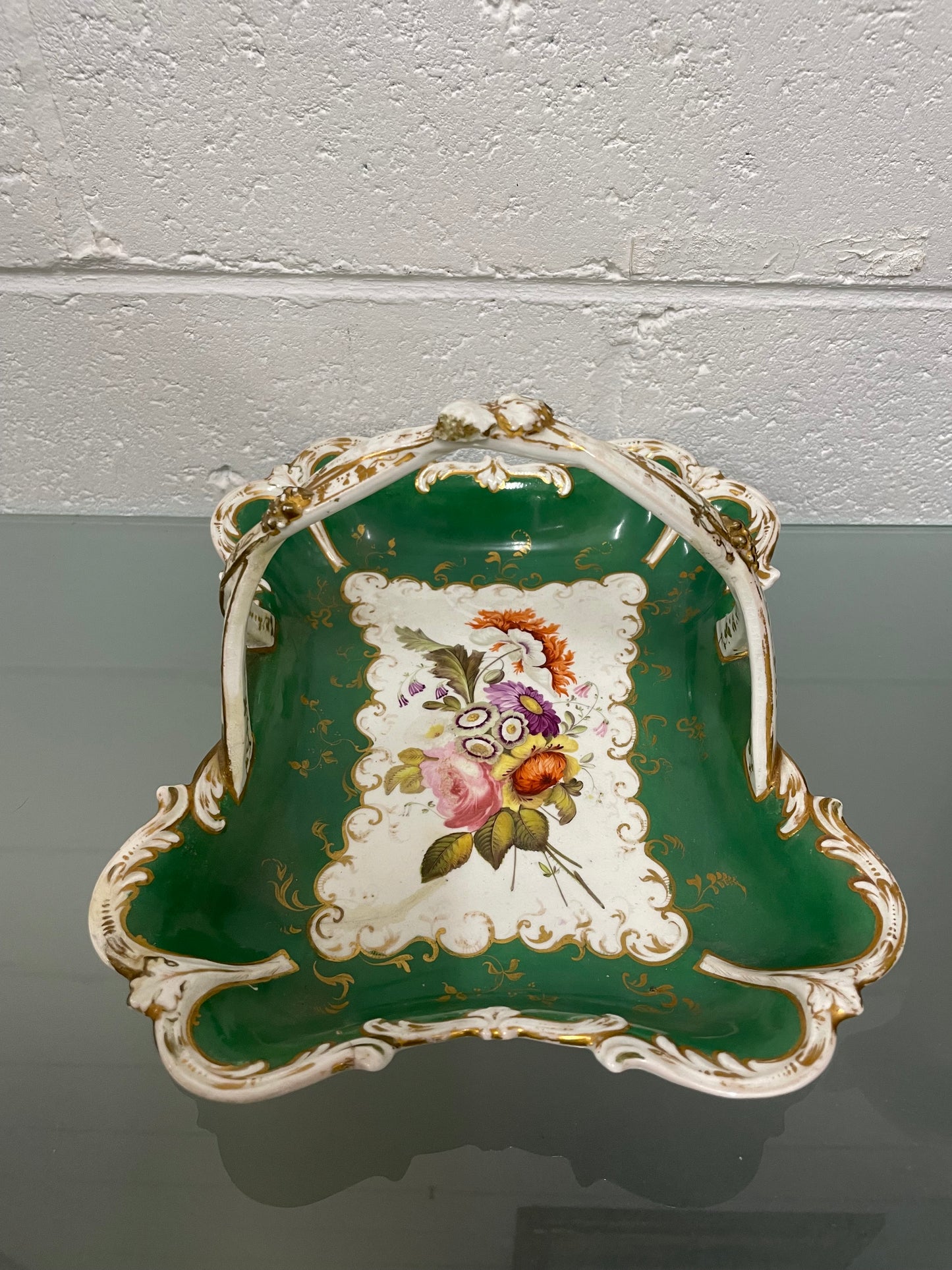 Elegant Hand Painted Minton Floral Basket Bowl