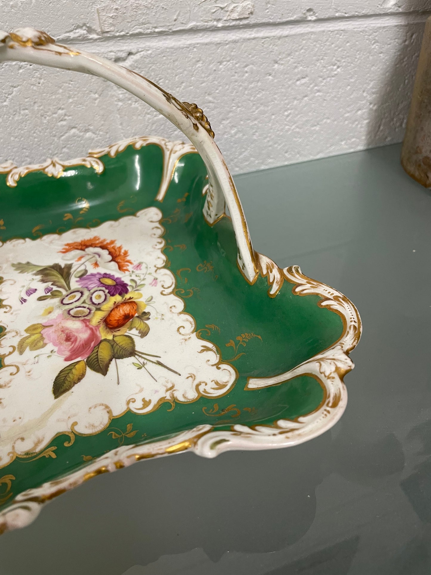 Elegant Hand Painted Minton Floral Basket Bowl