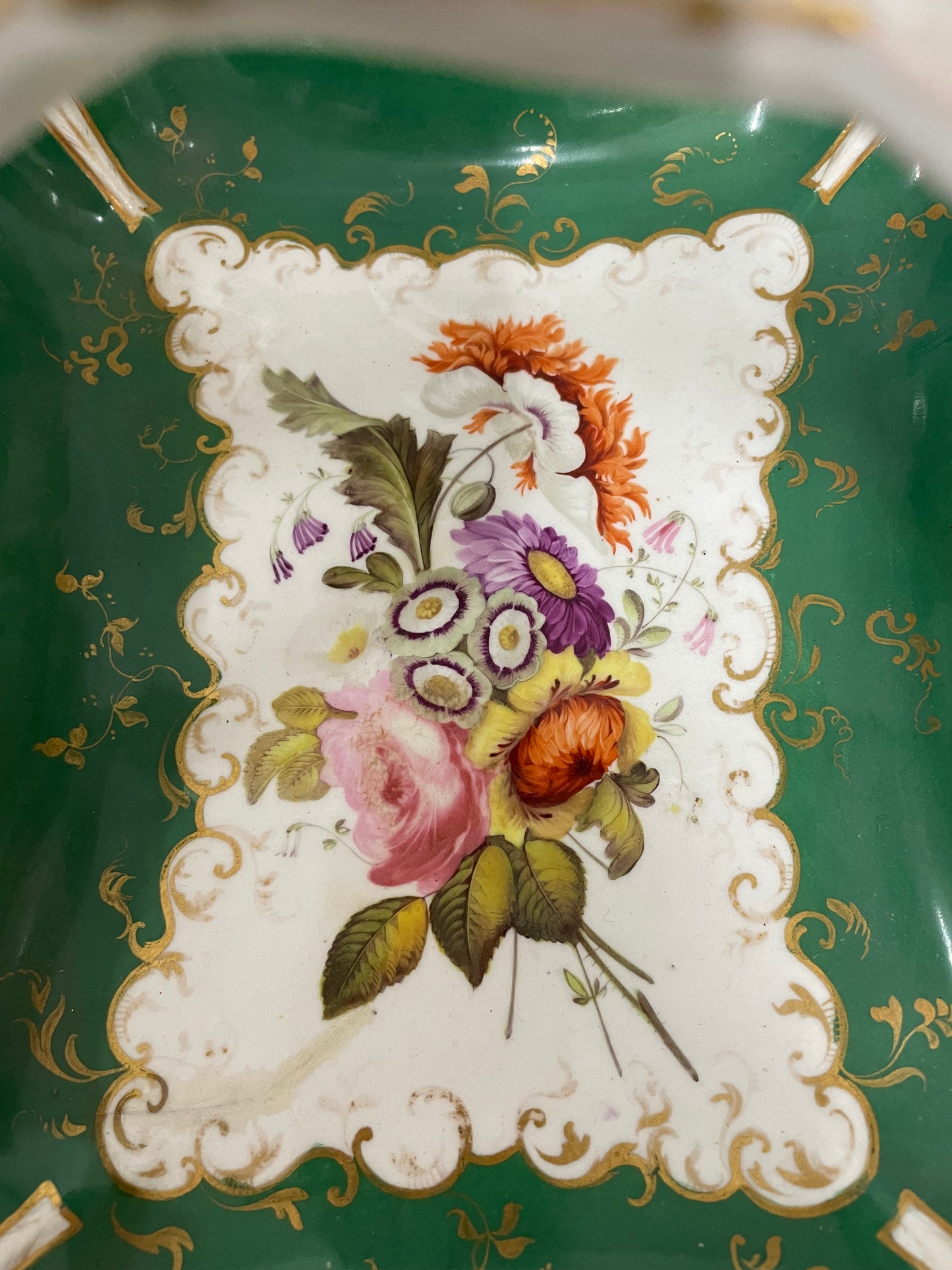 Elegant Hand Painted Minton Floral Basket Bowl