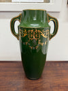 Vintage Hand Painted Green & Gilt Pottery Vase | Antique & Vintage | Moonee Ponds Antiques | Australia Wide Delivery