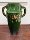 Vintage Hand Painted Green & Gilt Pottery Vase | Antique & Vintage | Moonee Ponds Antiques | Australia Wide Delivery