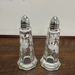 Pair of Vintage Glass Salt & Pepper Shakers