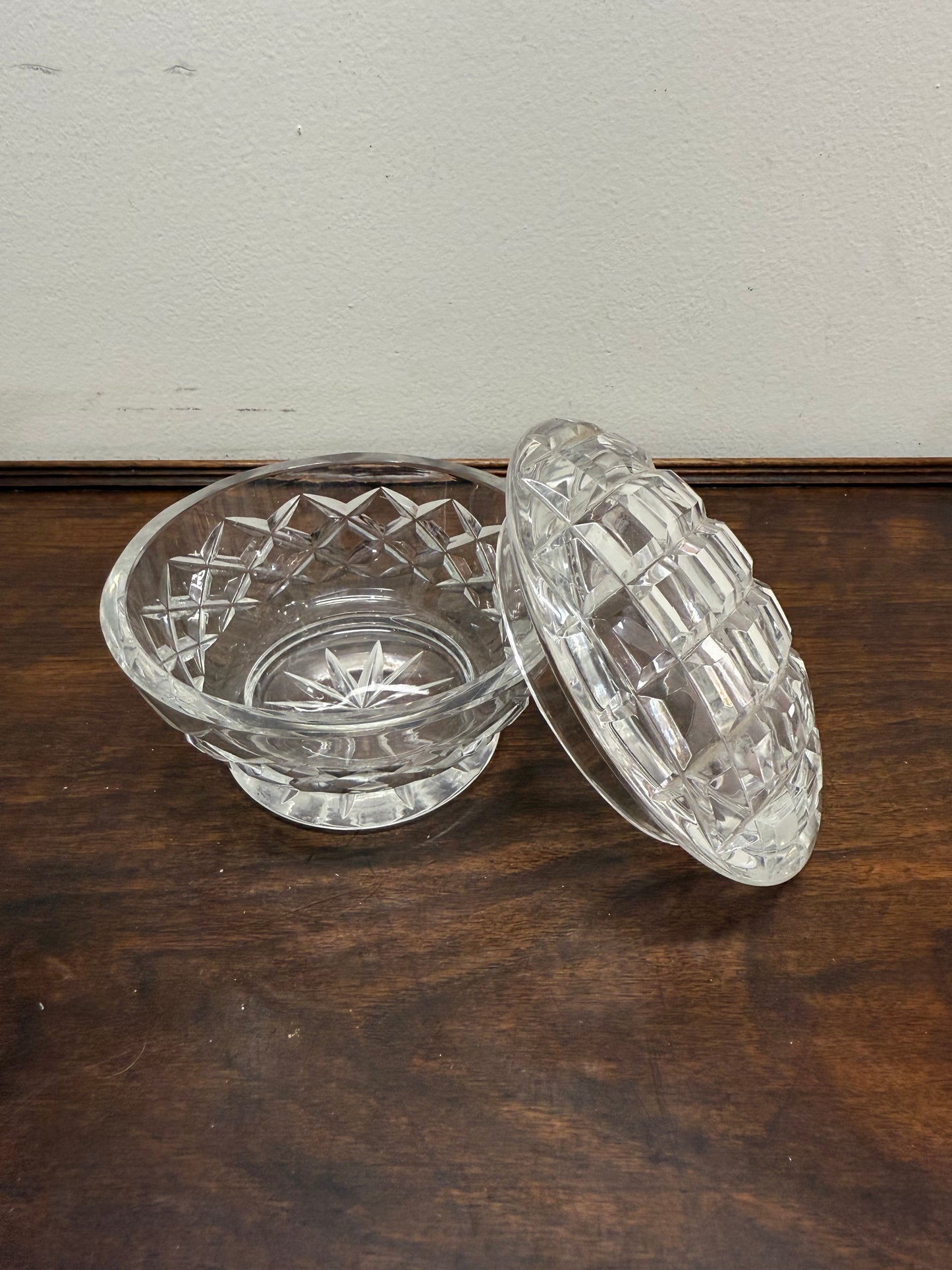 Vintage Crystal Powder Bowl & Lid
