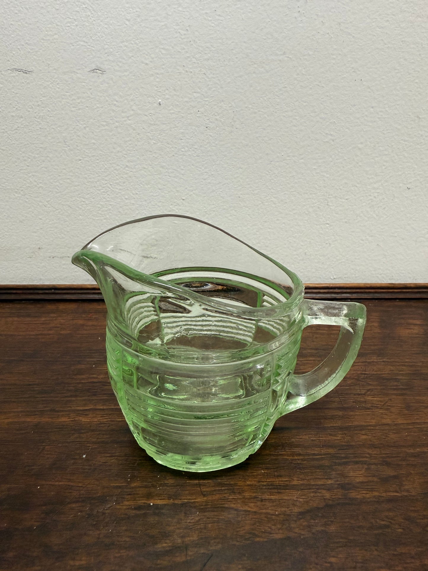 Vintage Depression Glass Green Jug