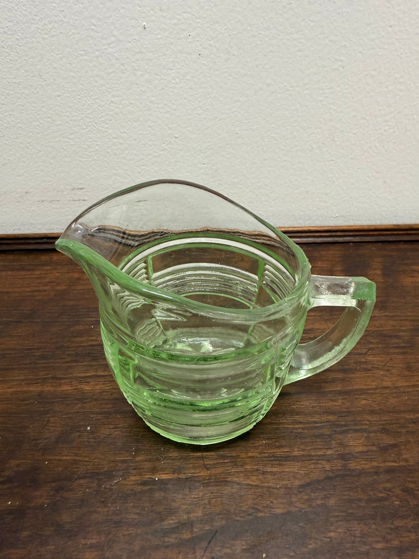 Vintage Depression Glass Green Jug