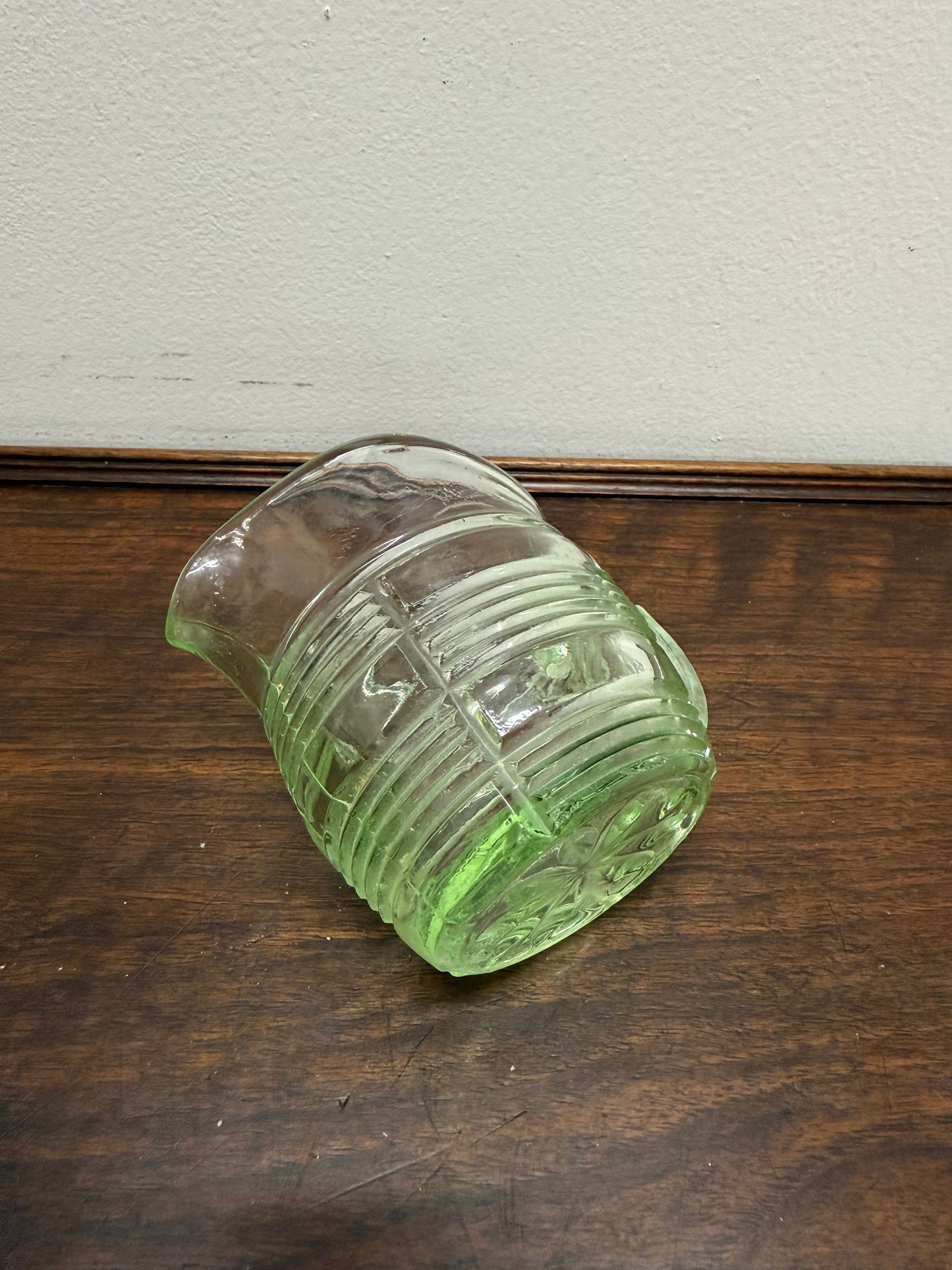 Vintage Depression Glass Green Jug