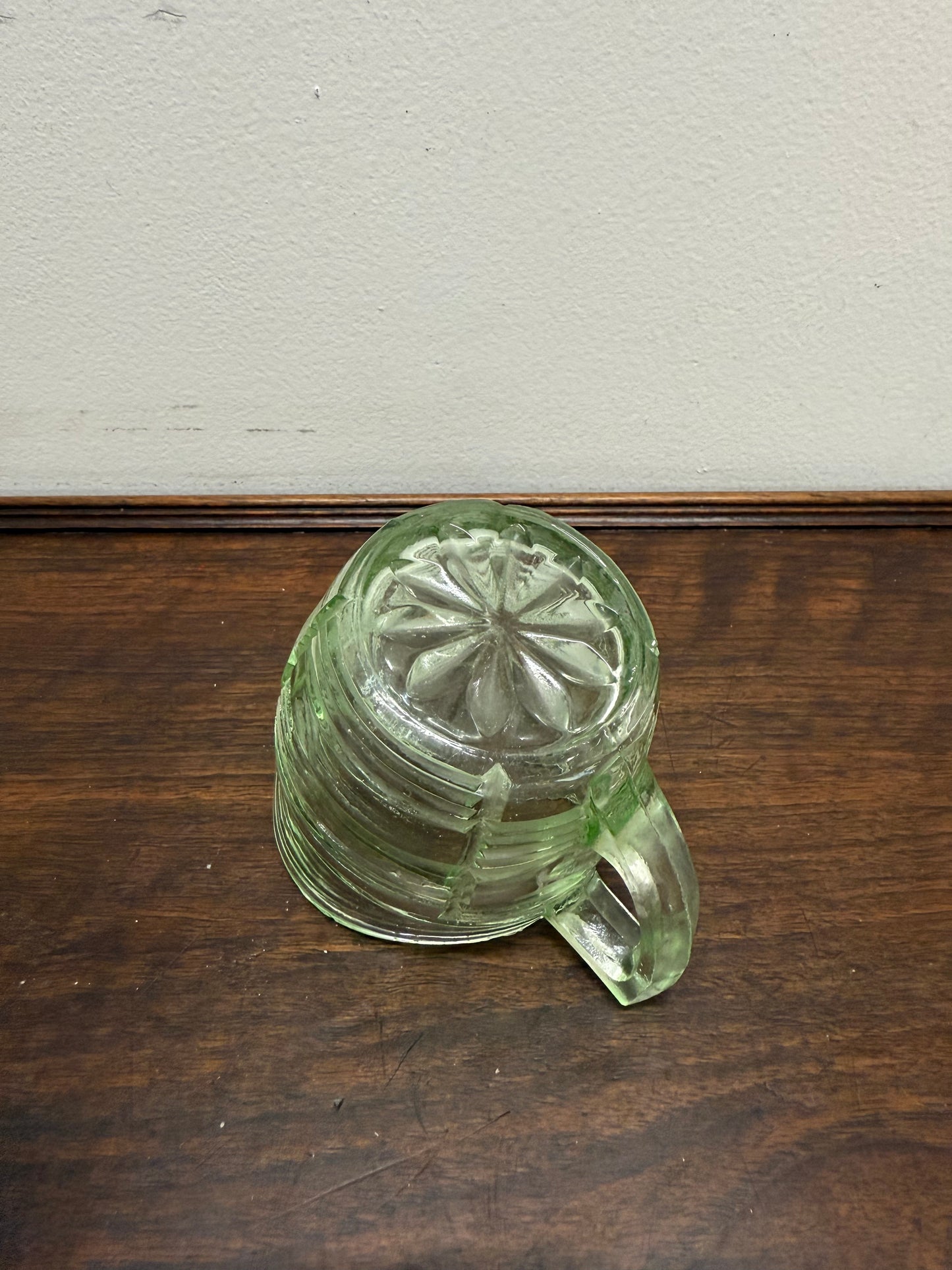 Vintage Depression Glass Green Jug
