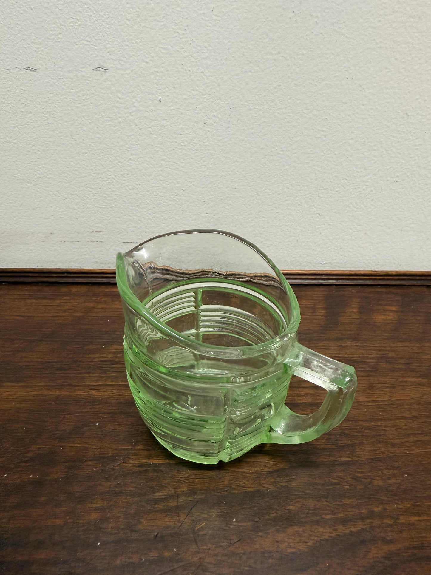 Vintage Depression Glass Green Jug