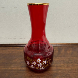 Vintage Ruby & Gilt Glass Vase