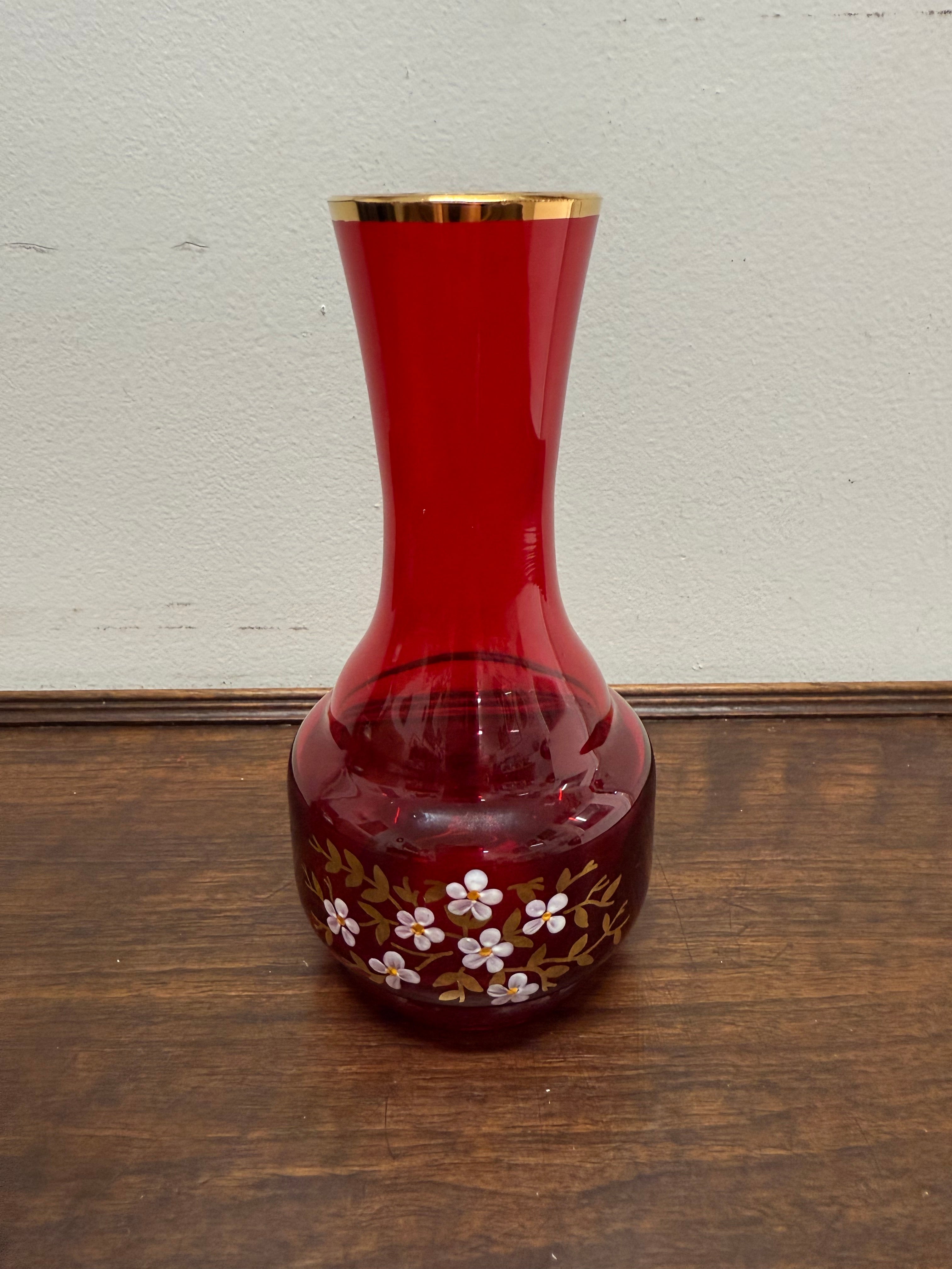 Vintage Ruby & Gilt Glass Vase | Antique & Vintage | Moonee Ponds Antiques | Australia Wide