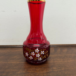 Vintage Ruby & Gilt Glass Vase