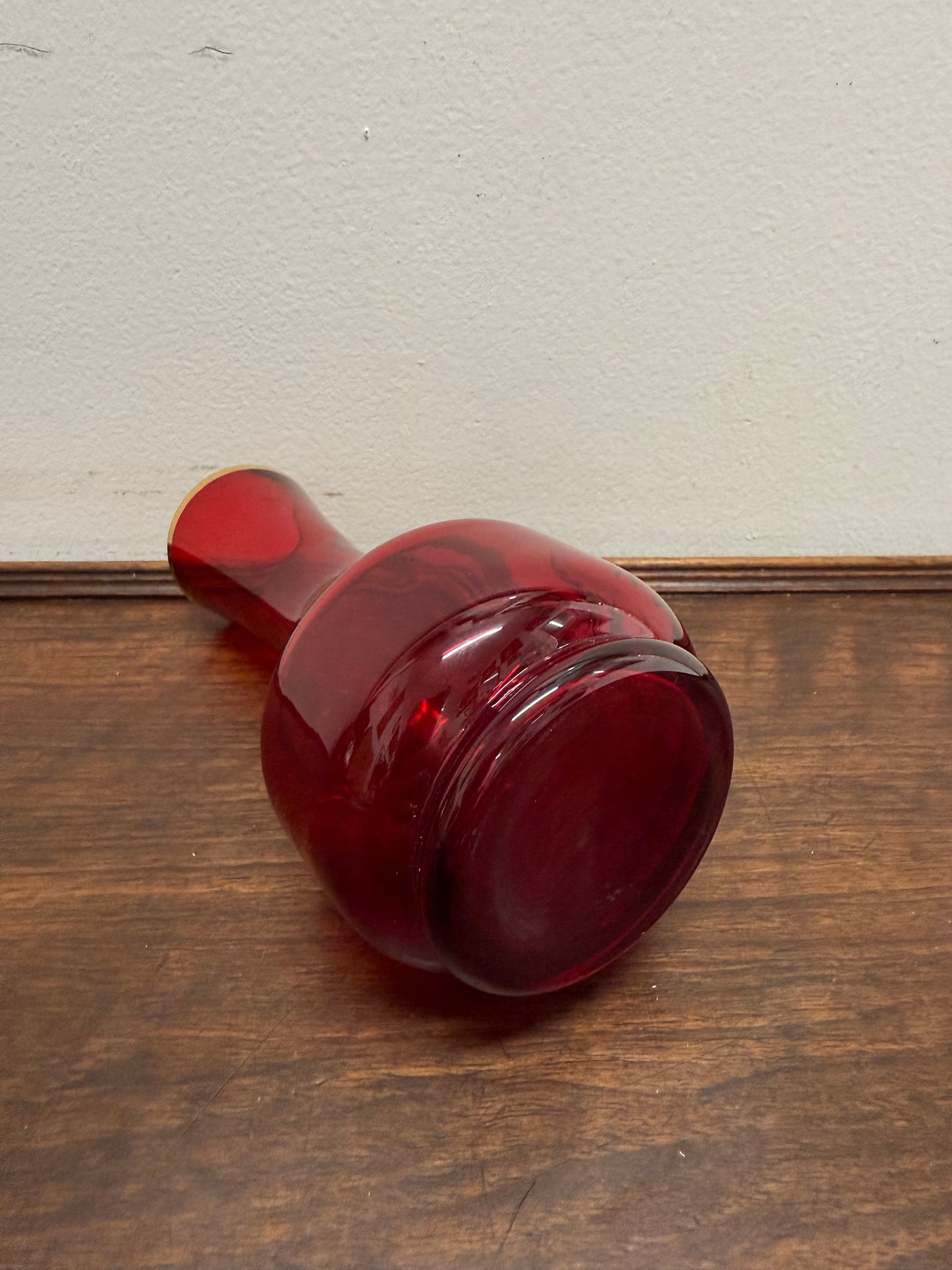 Vintage Ruby & Gilt Glass Vase