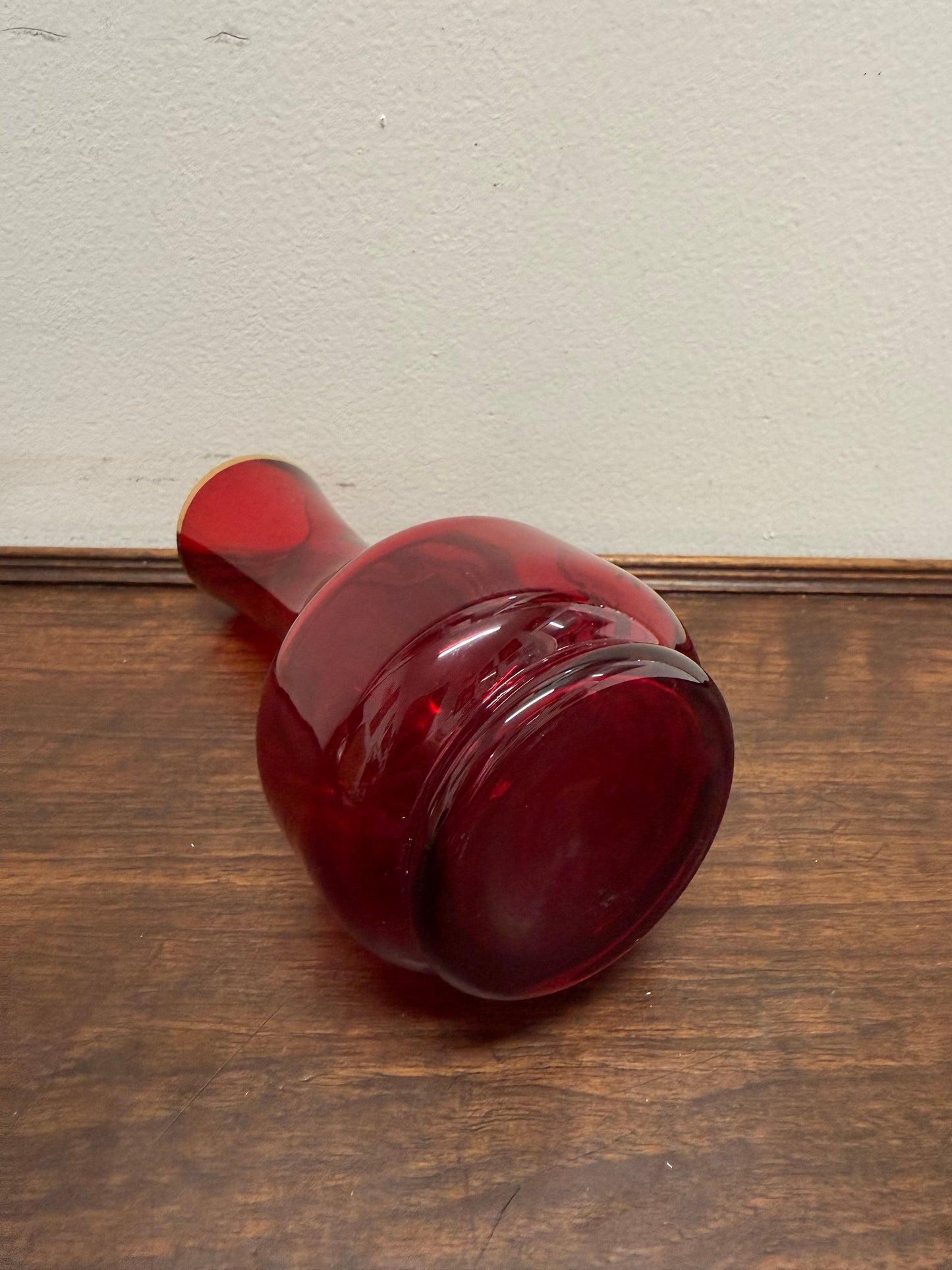 Vintage Ruby & Gilt Glass Vase