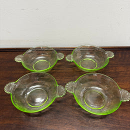 Set of Four Green Glass Bowls