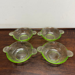 Set of Four Green Glass Bowls