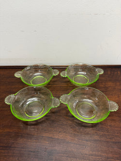 Set of Four Green Glass Bowls | Antique & Vintage | Moonee Ponds Antiques | Australia Wide Delivery