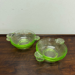 Set of Four Green Glass Bowls
