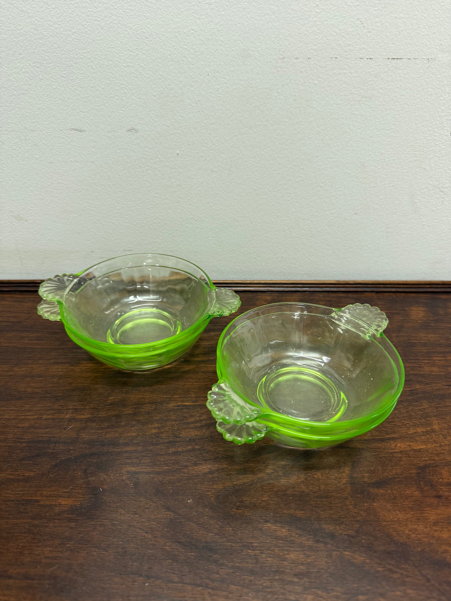 Set of Four Green Glass Bowls
