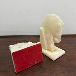 Pair Vintage Onyx Marble Horse Bookends