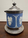 Attractive Jasper Ware & Silver Plated Biscuit Barrel | Antique & Vintage | Moonee Ponds Antiques | Australia Wide Delivery
