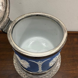 Attractive Jasper Ware & Silver Plated Biscuit Barrel
