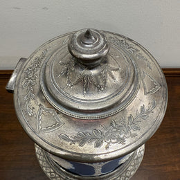 Attractive Jasper Ware & Silver Plated Biscuit Barrel