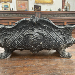 Highly decorative 19th Century French cast iron planter box with beautiful details. there are two matching pots available price is for one. They have been sourced directly from France and are in good original condition. 