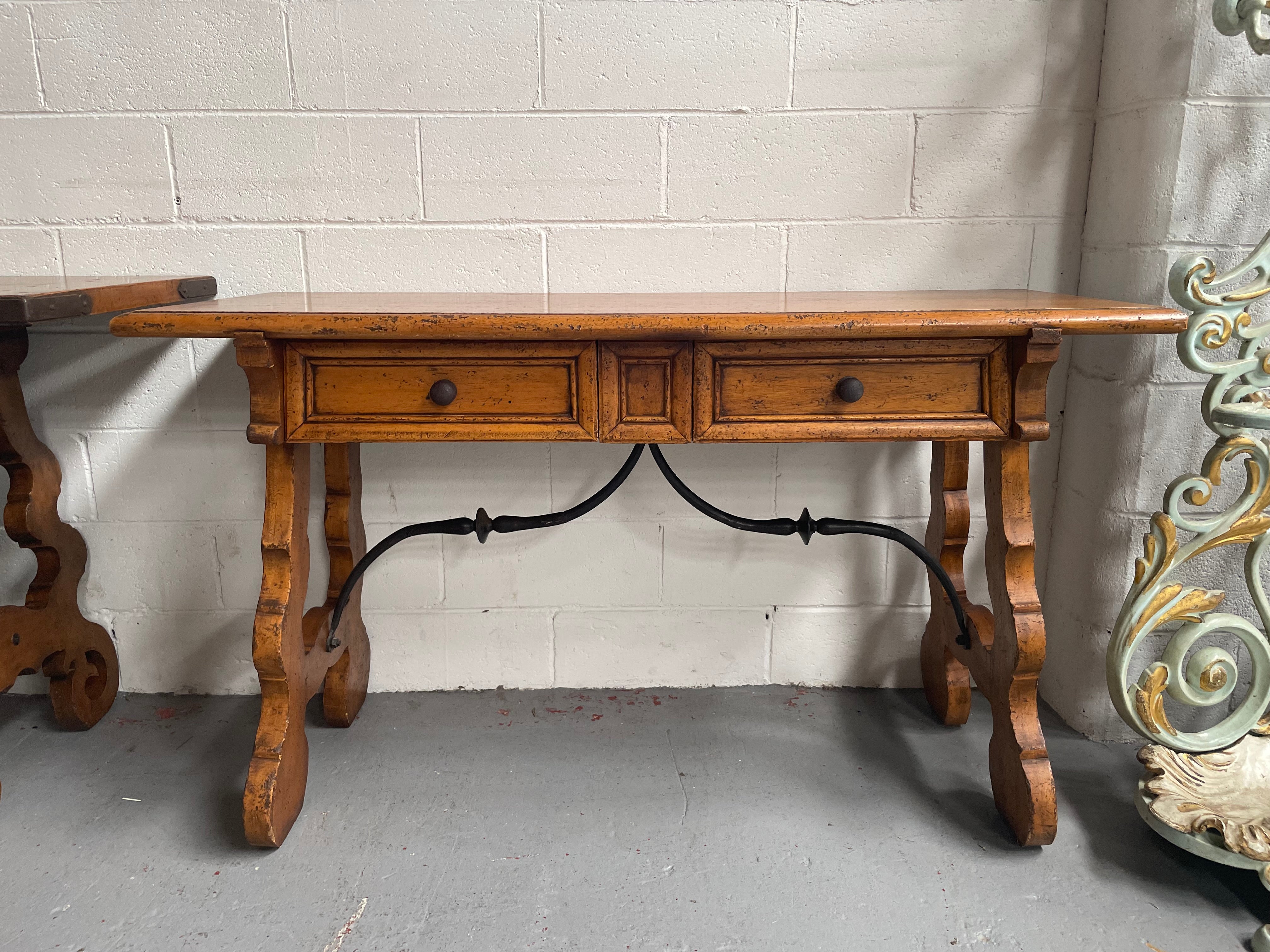 Walnut Spanish Style Two Drawer Console Table | Antique & Vintage | Moonee Ponds Antiques | Australia Wide Delivery