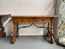 Walnut Spanish Style Two Drawer Console Table | Antique & Vintage | Moonee Ponds Antiques | Australia Wide Delivery