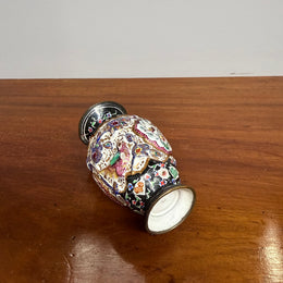 Antique Iznik Minakari Enameled Copper Vase