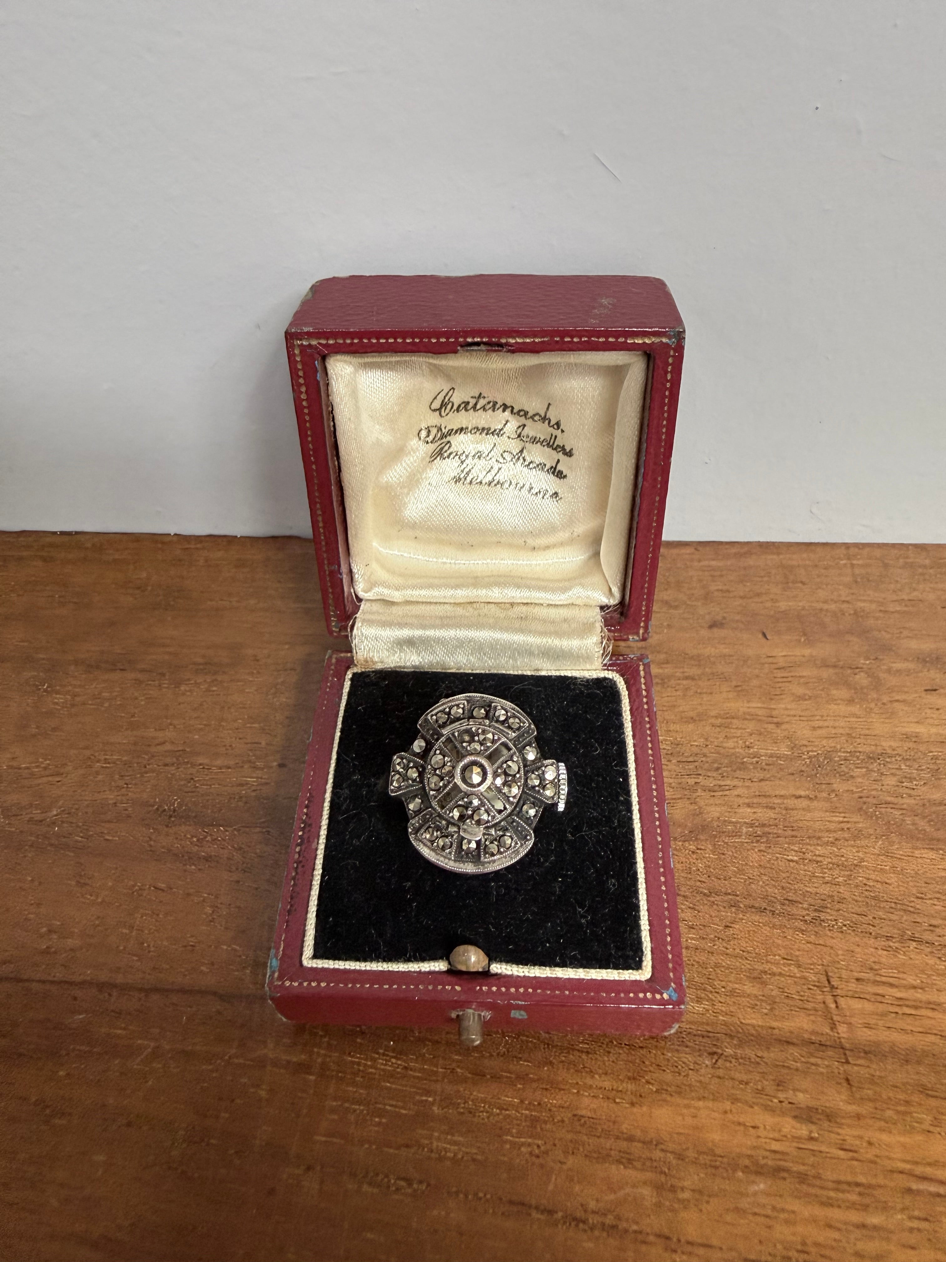 Vintage Art Deco Ring Watch In Original Box