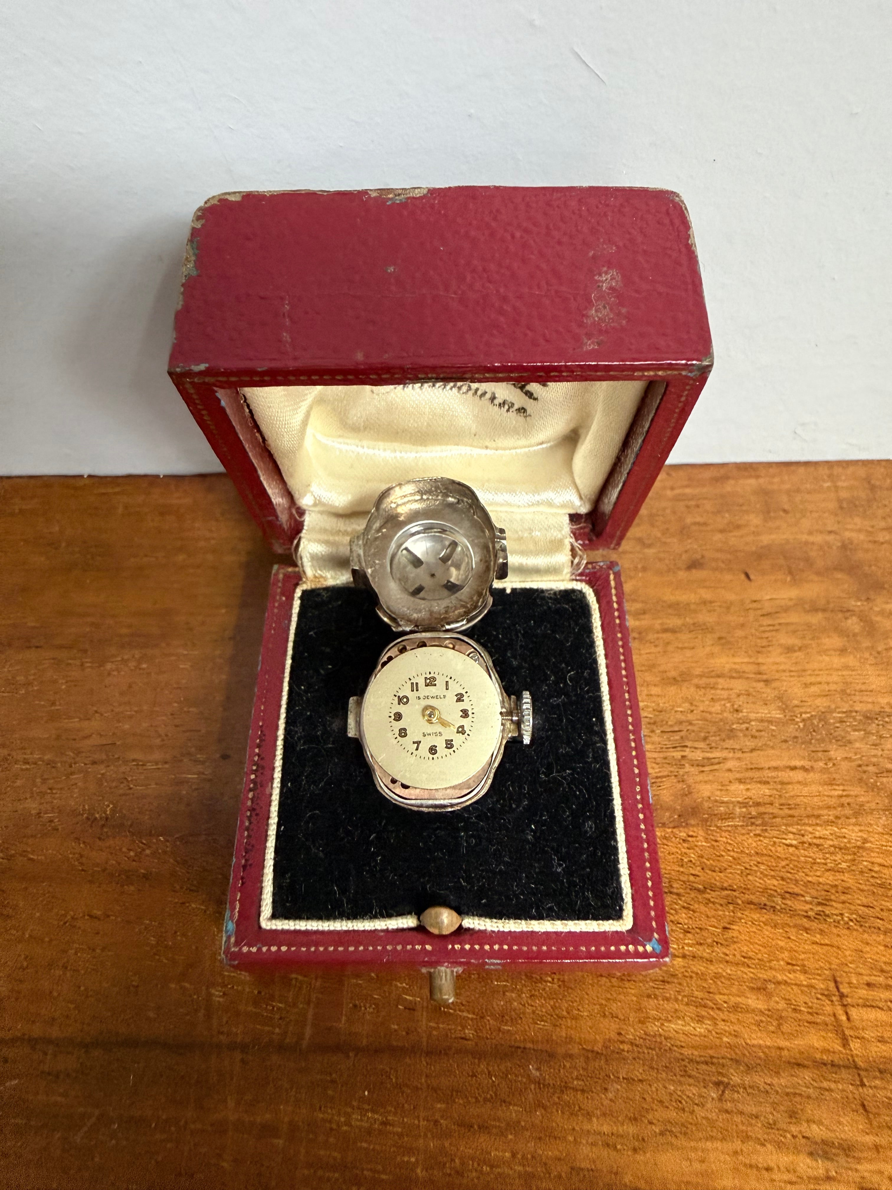 Vintage Art Deco Ring Watch In Original Box