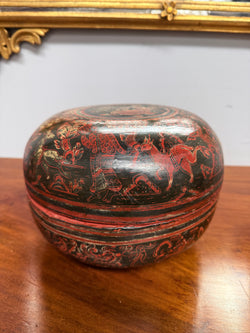 Antique Burmese/Myanmar Lacquer-Ware Round Box | Antique & Vintage | Moonee Ponds Antiques | Australia Wide Delivery