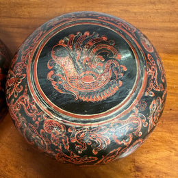 Antique Burmese/Myanmar Lacquer-Ware Round Box