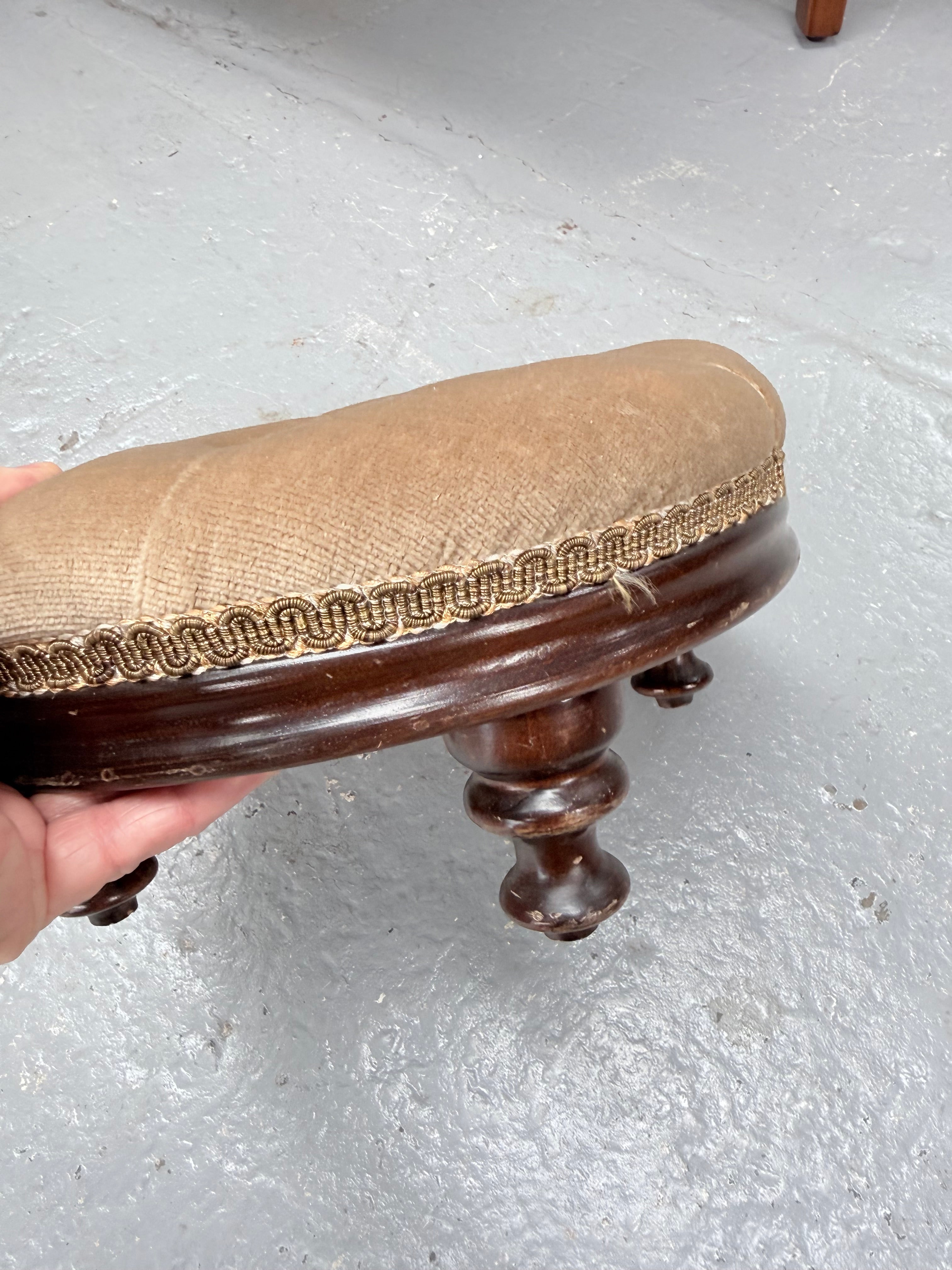 Vintage Cream Upholstered Stool | Antique & Vintage | Moonee Ponds Antiques | Australia Wide