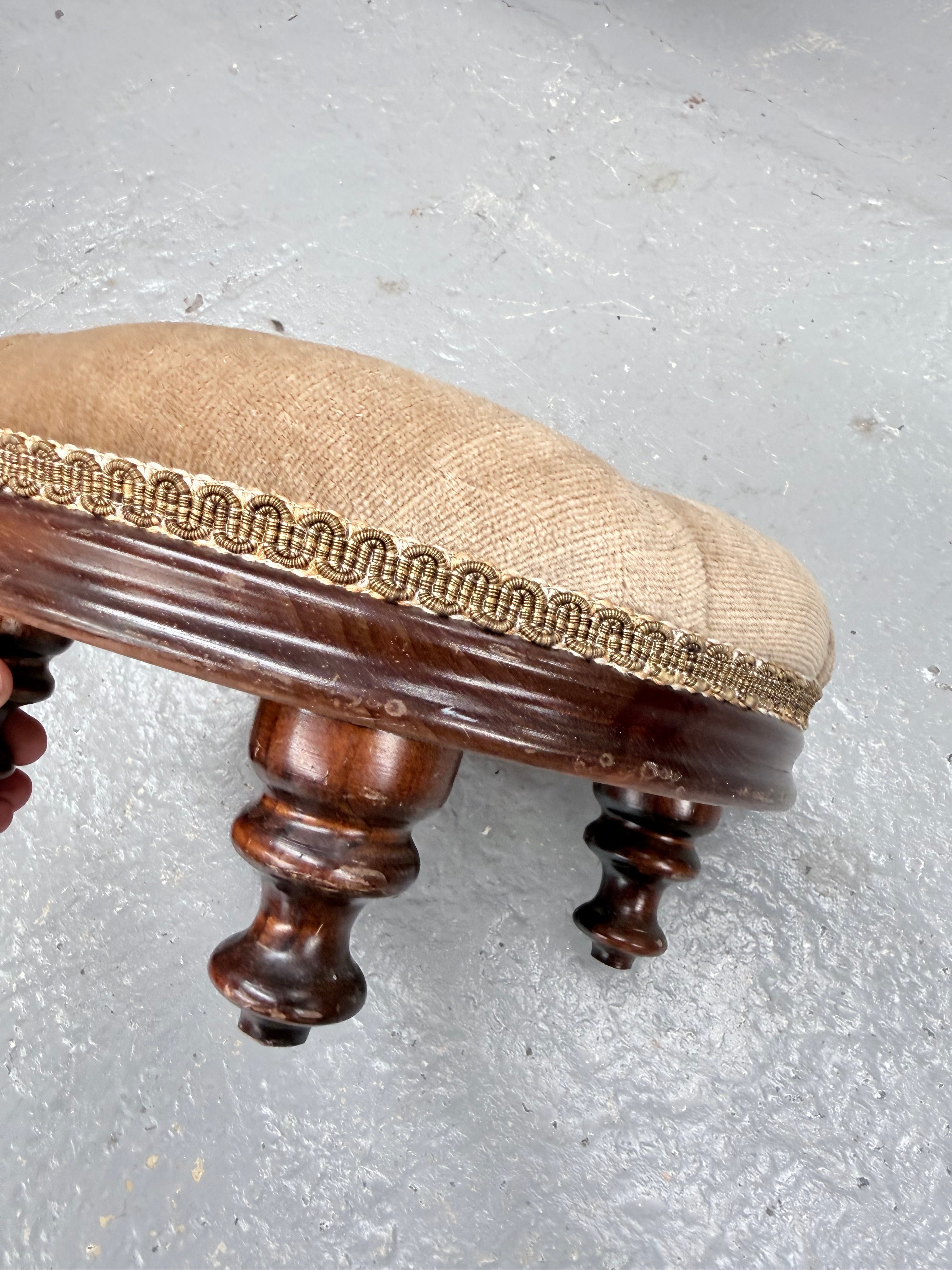 Vintage Cream Upholstered Stool | Antique & Vintage | Moonee Ponds Antiques | Australia Wide