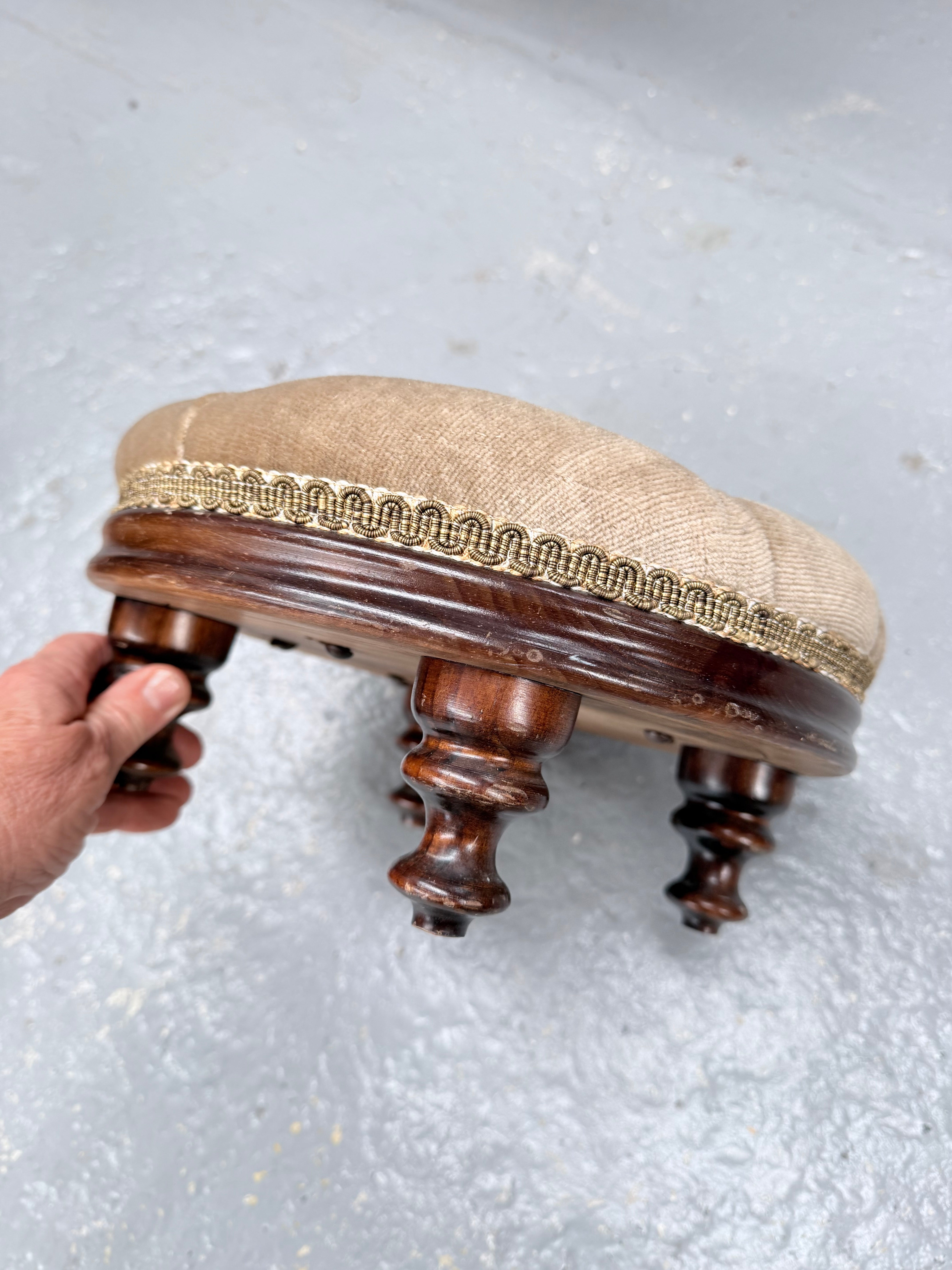 Vintage Cream Upholstered Stool | Antique & Vintage | Moonee Ponds Antiques | Australia Wide