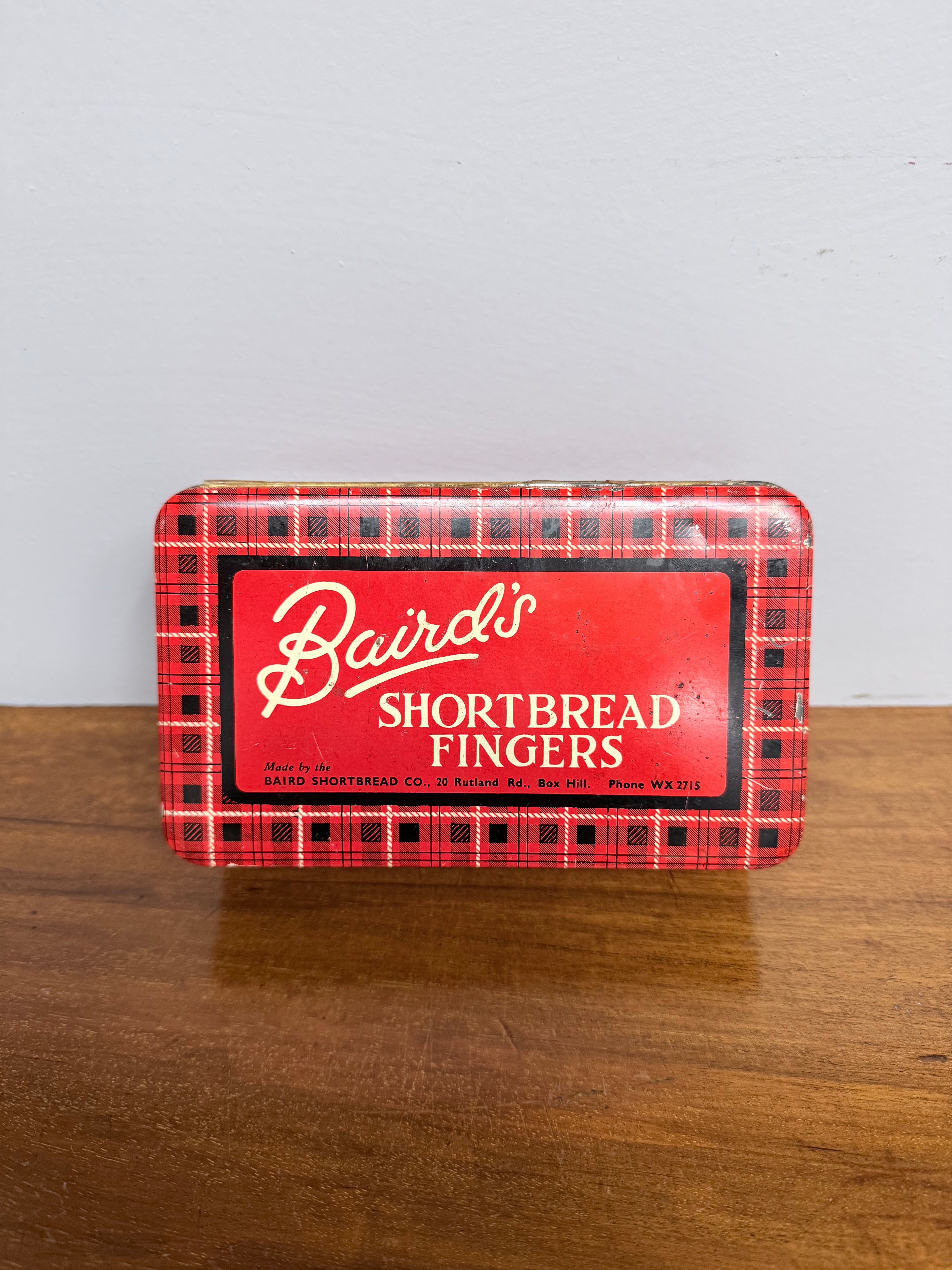 Vintage Australian Bairds Shortbread Fingers Tin