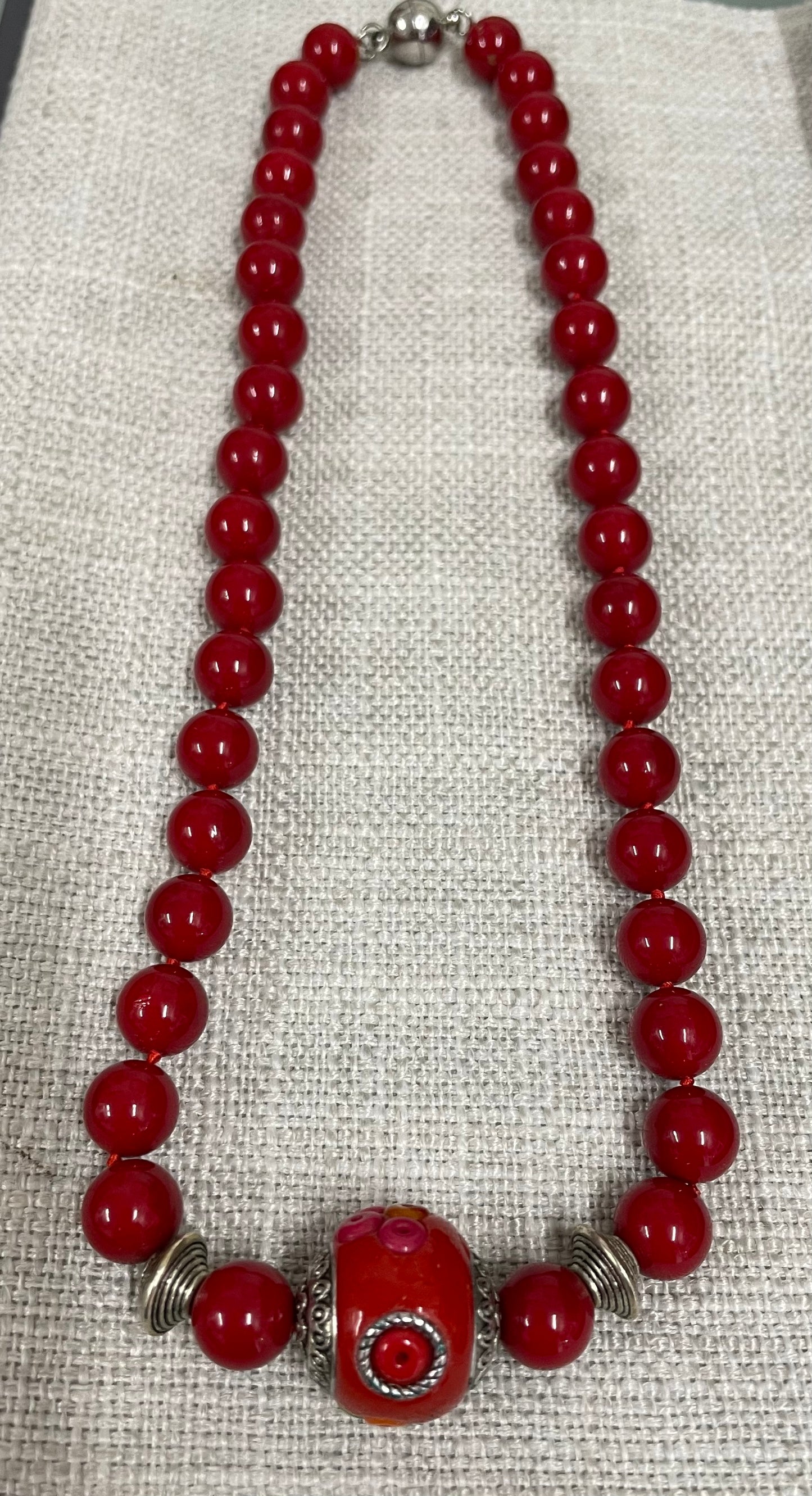 Vintage Red Glass Necklace