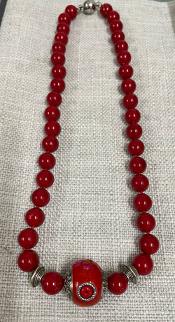 Vintage Red Glass Necklace | Antique & Vintage | Moonee Ponds Antiques | Australia Wide Delivery