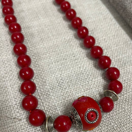 Vintage Red Glass Necklace