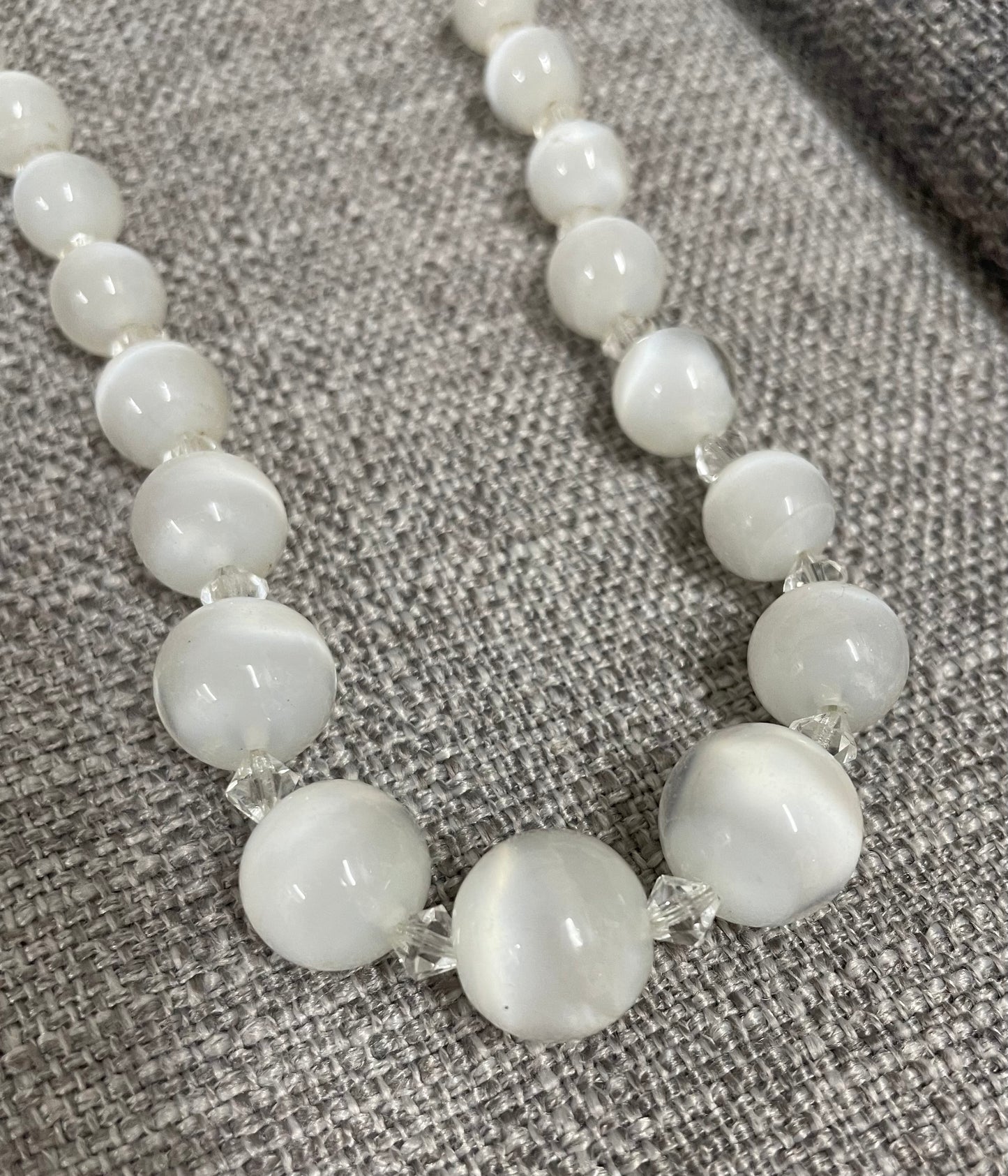 Vintage Cats Eye and white Selenite Choker Necklace