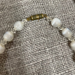 Vintage Cats Eye and white Selenite Choker Necklace