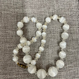 Vintage Cats Eye and white Selenite Choker Necklace