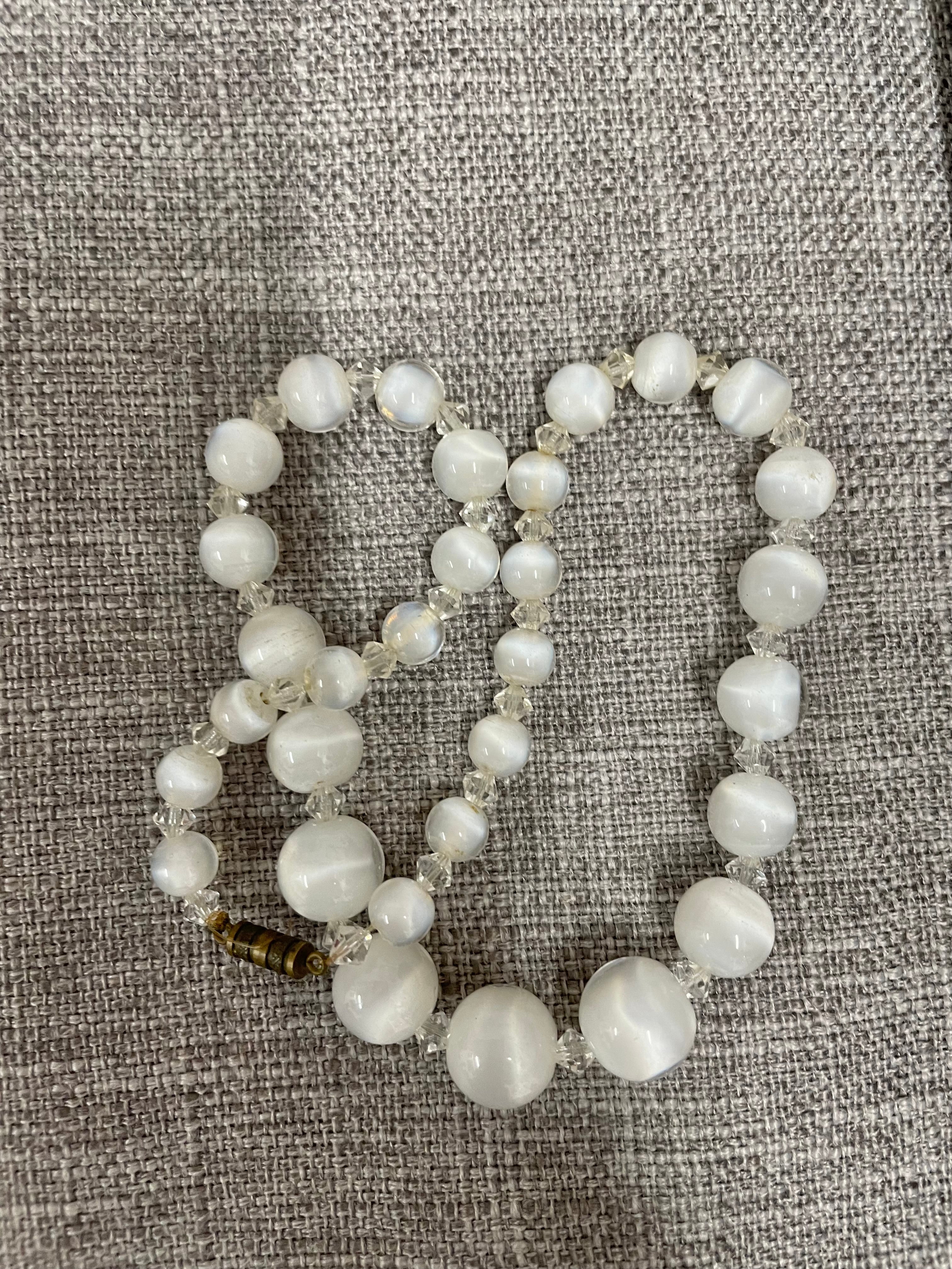 Vintage Cats Eye and white Selenite Choker Necklace | Antique & Vintage | Moonee Ponds Antiques | Australia Wide Delivery