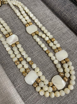 Vintage Mother of Pearl 3 Strand Necklace with 14ct Clasp & Spacers | Antique & Vintage | Moonee Ponds Antiques | Australia Wide Delivery