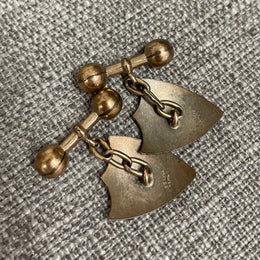 Pair Antique Sterling Silver 9ct Lined Cufflinks